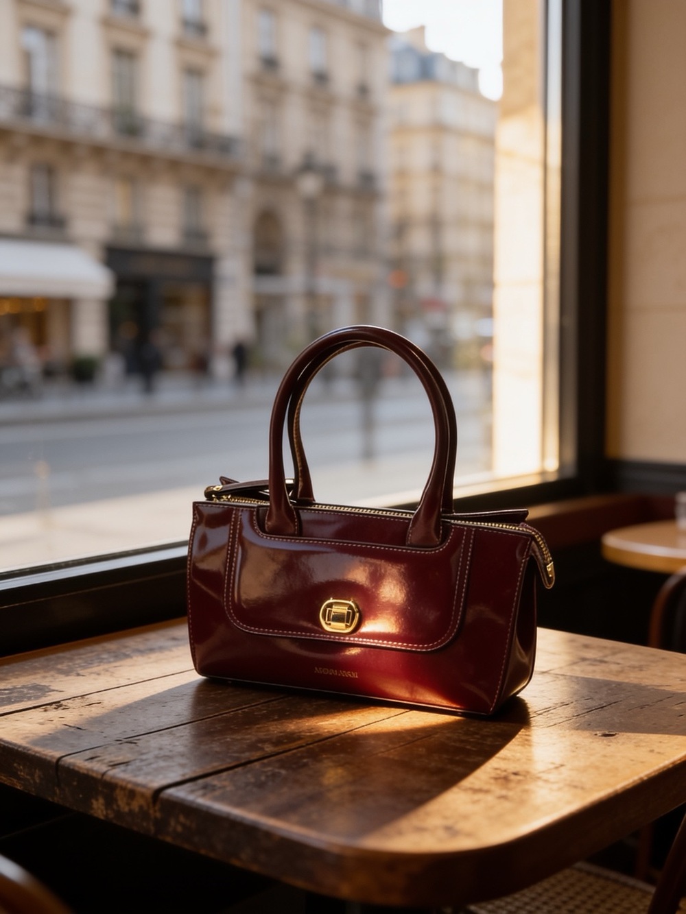 Classic Patent Leather Tote Bag in Deep Burgundy